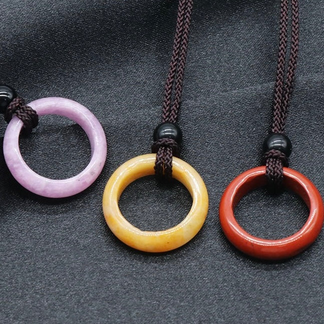 Reikicrystal Natural Loop Ring Necklace Set