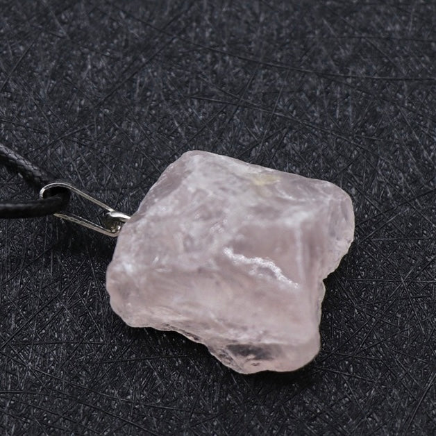 Reikicrystal Irregular Raw Stone Wire-Wrapped Pendant Necklace