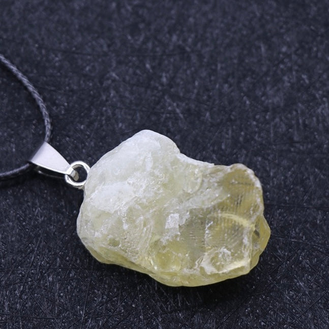 Reikicrystal Irregular Raw Stone Wire-Wrapped Pendant Necklace