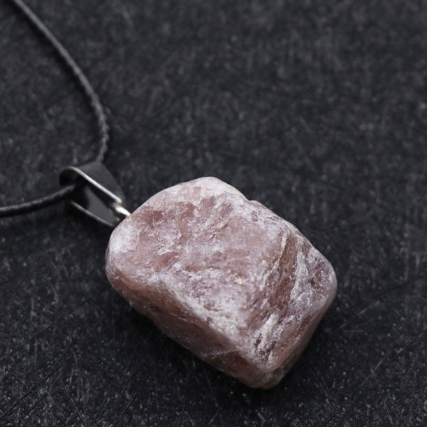 Reikicrystal Irregular Raw Stone Wire-Wrapped Pendant Necklace