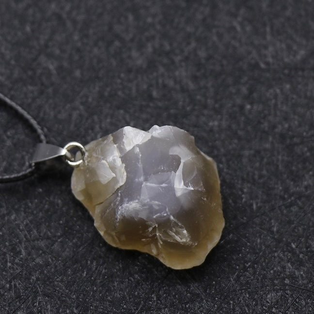 Reikicrystal Irregular Raw Stone Wire-Wrapped Pendant Necklace