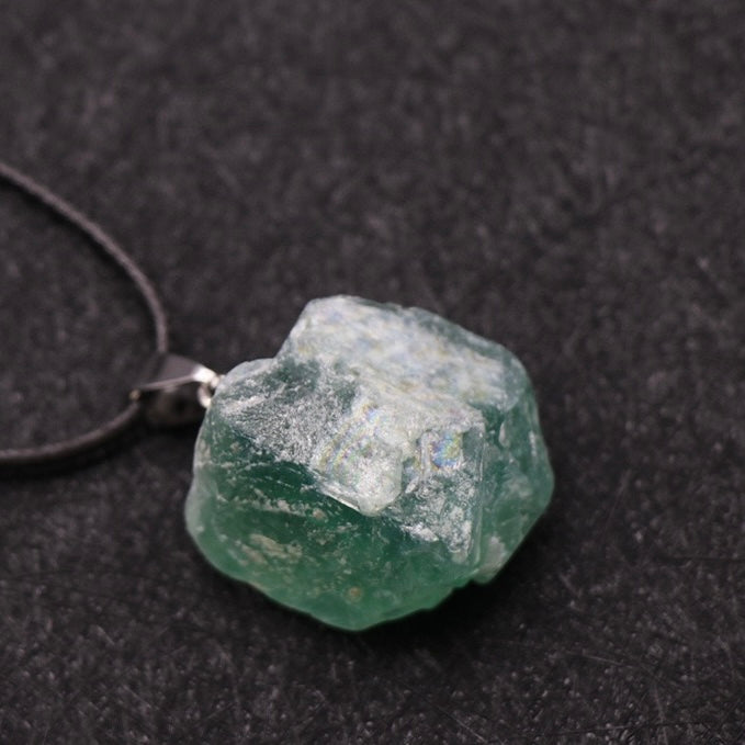 Reikicrystal Irregular Raw Stone Wire-Wrapped Pendant Necklace