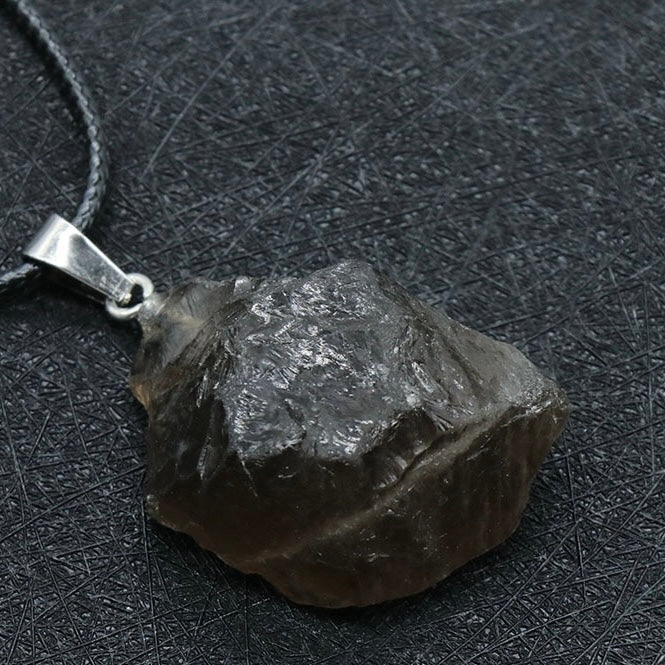 Reikicrystal Irregular Raw Stone Wire-Wrapped Pendant Necklace