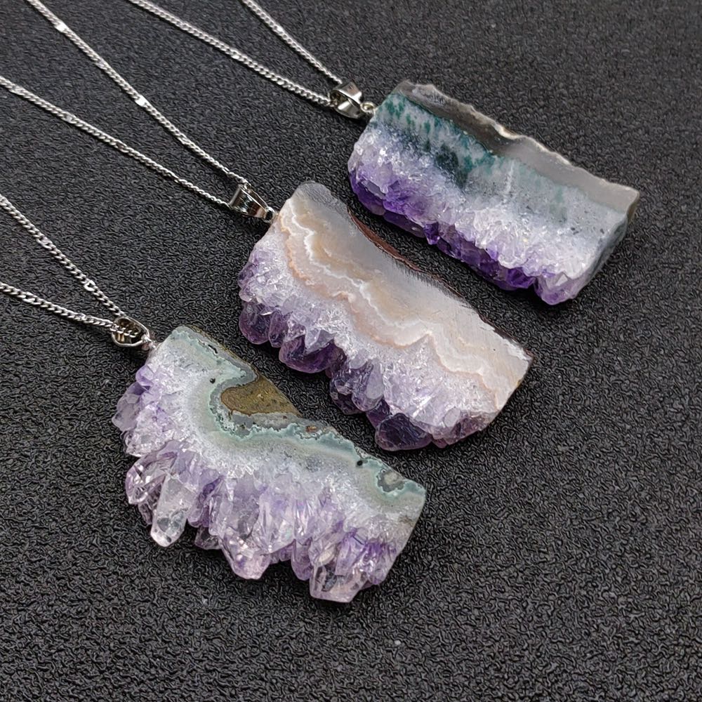 Reikicrystal Natural Amethyst Cluster Necklace