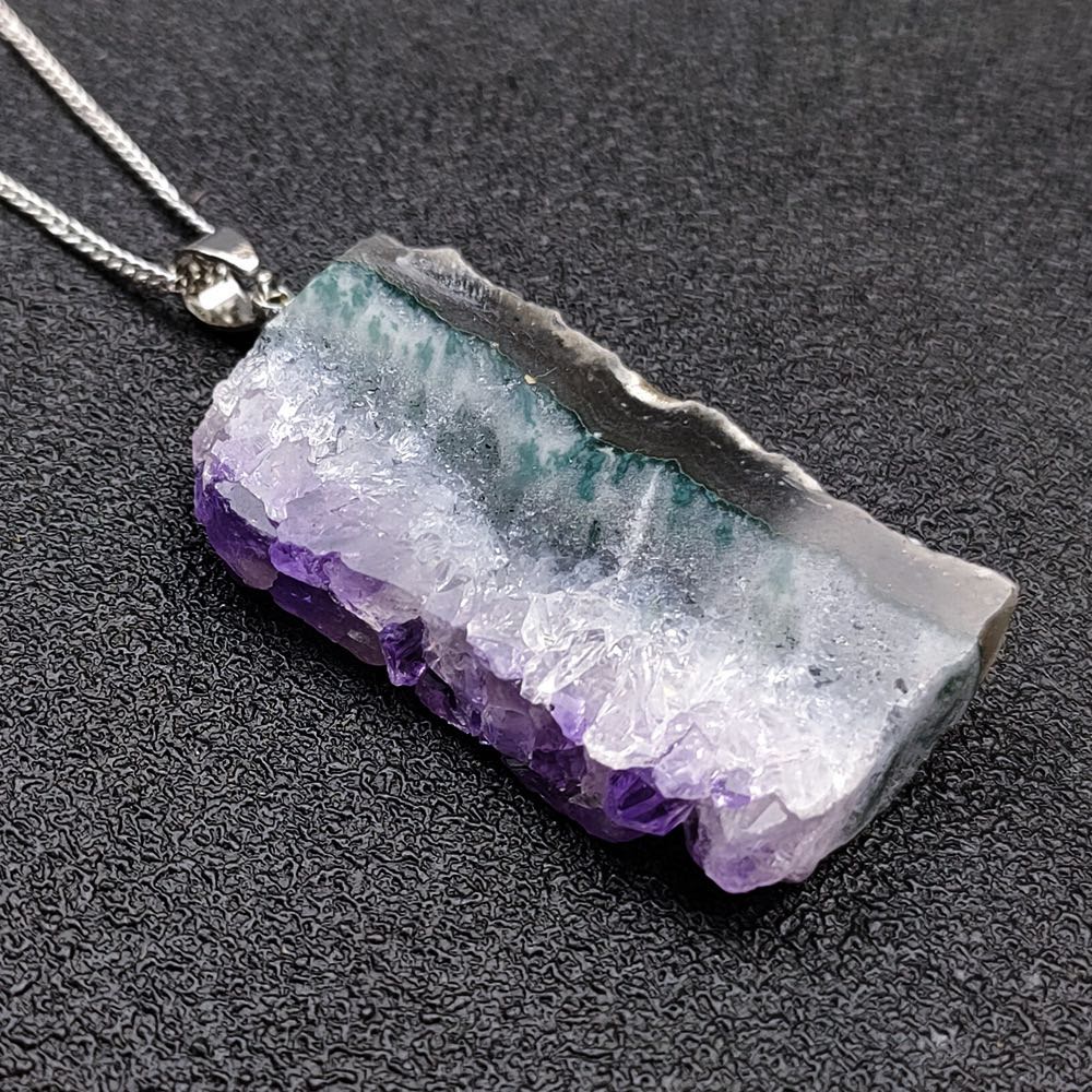 Reikicrystal Natural Amethyst Cluster Necklace