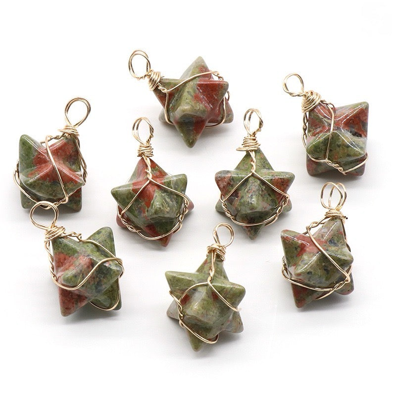 Natural Crystal Merkaba Star Pendants | Handcrafted Healing Stones for Energy and Style