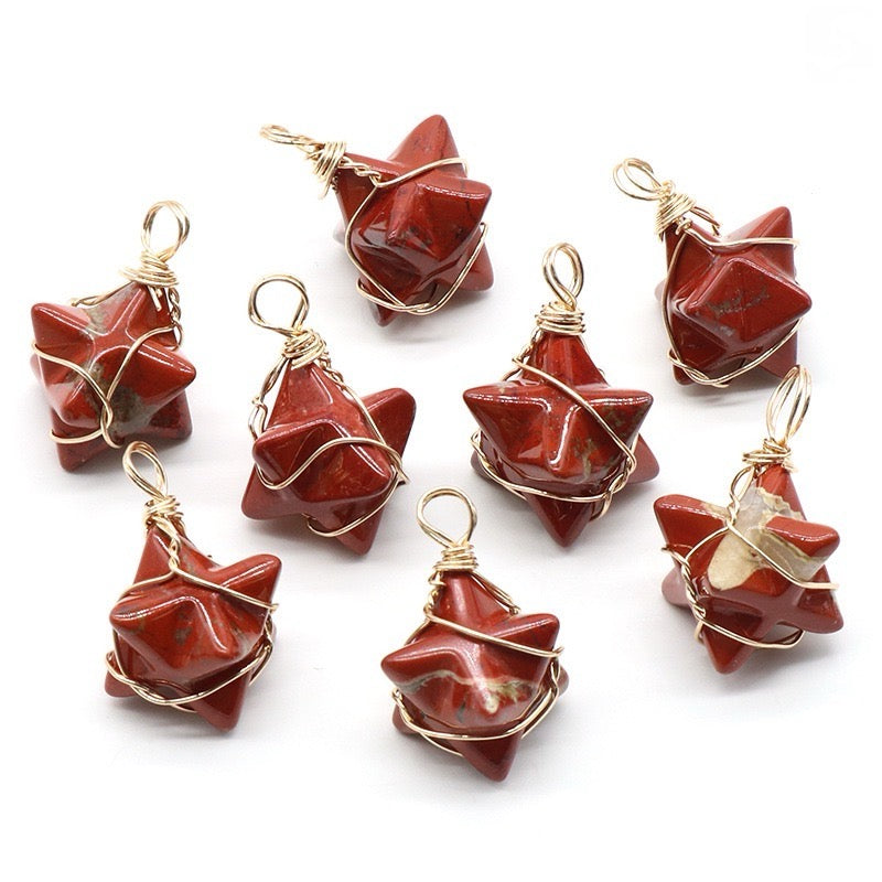 Natural Crystal Merkaba Star Pendants | Handcrafted Healing Stones for Energy and Style