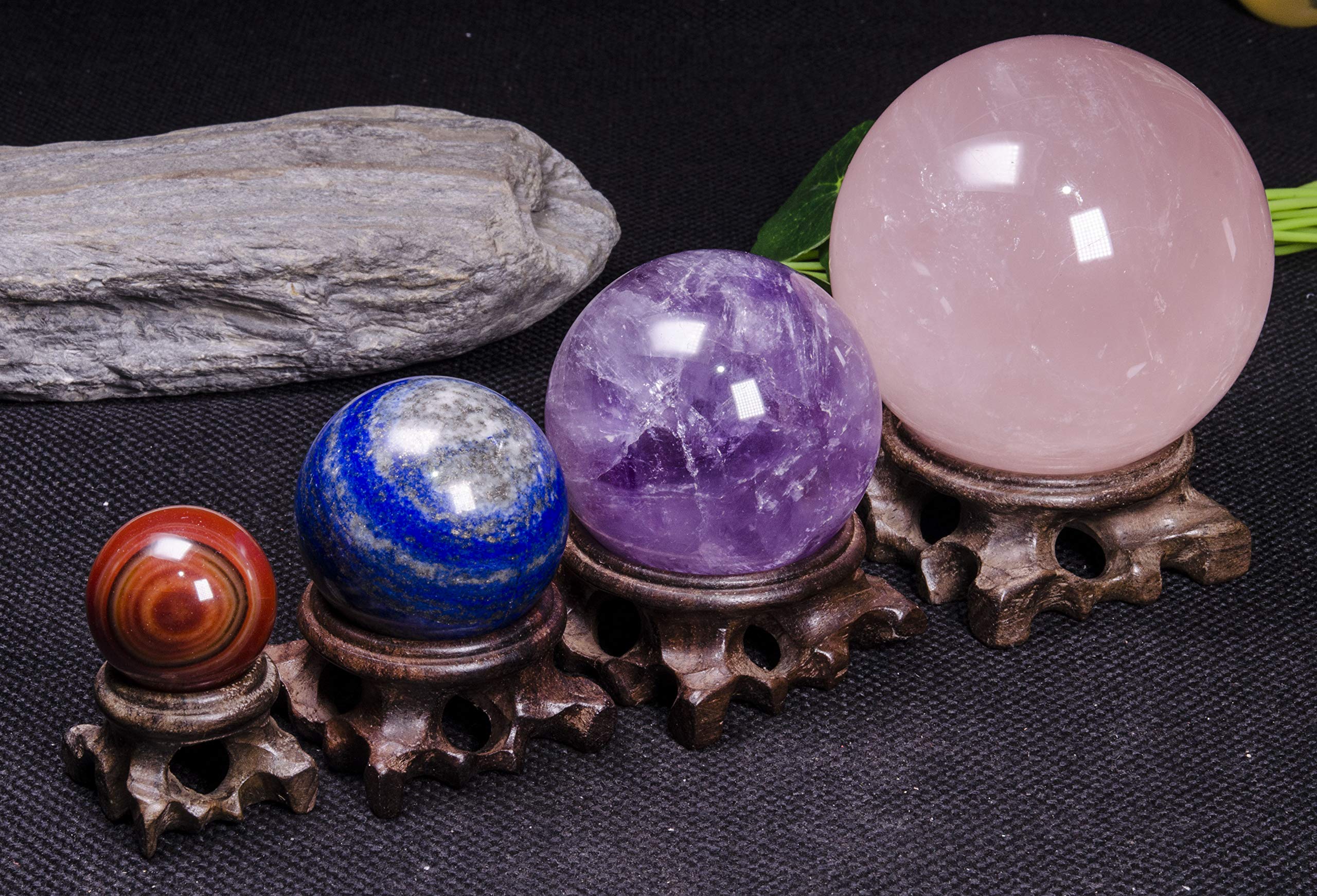 Support en bois pour sphère de cristal Quartz Ball Holder Orb Egg Base Hollow Wood Stand Globe Stone Decor Display (E-5cm-1PC)