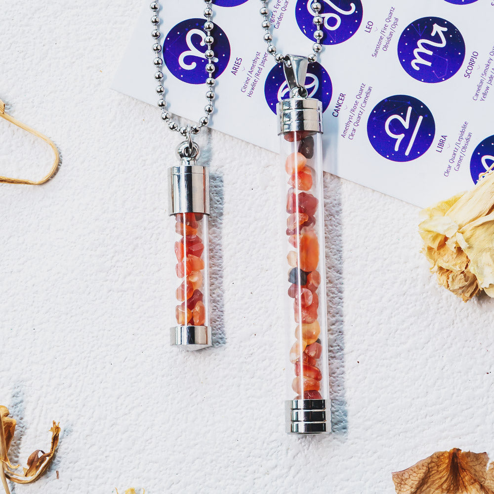 Reikistal【Zodiac】Natural Crystal Chips Wishing Bottle Necklace