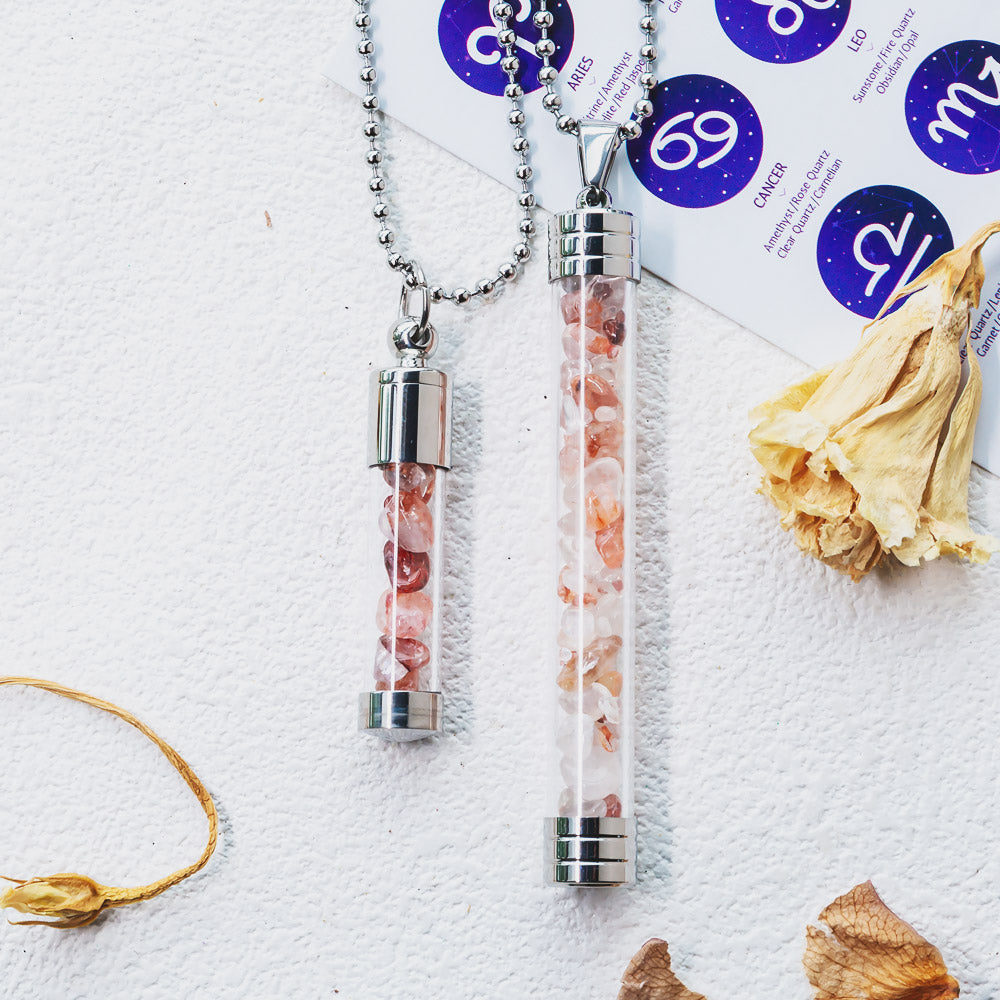 Reikistal【Zodiac】Natural Crystal Chips Wishing Bottle Necklace