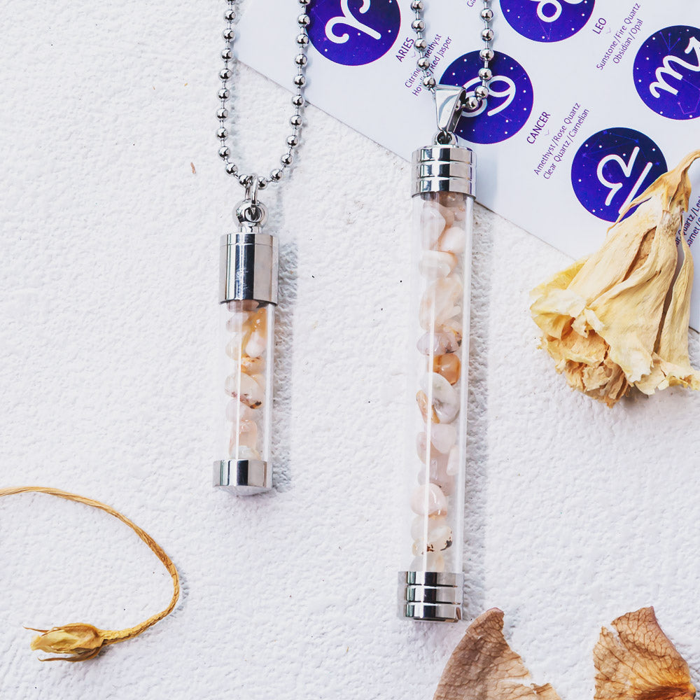 Reikistal【Zodiac】Natural Crystal Chips Wishing Bottle Necklace