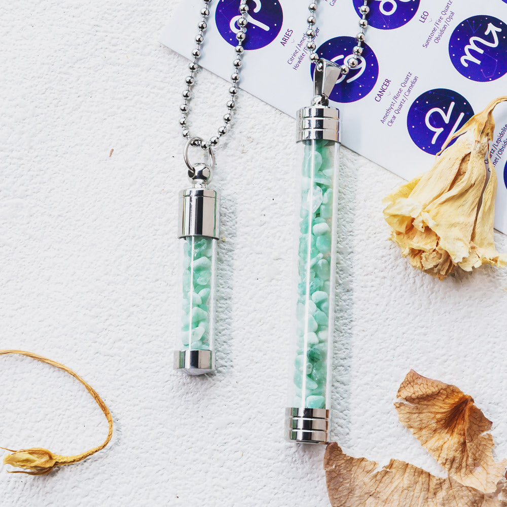 Reikistal【Zodiac】Natural Crystal Chips Wishing Bottle Necklace