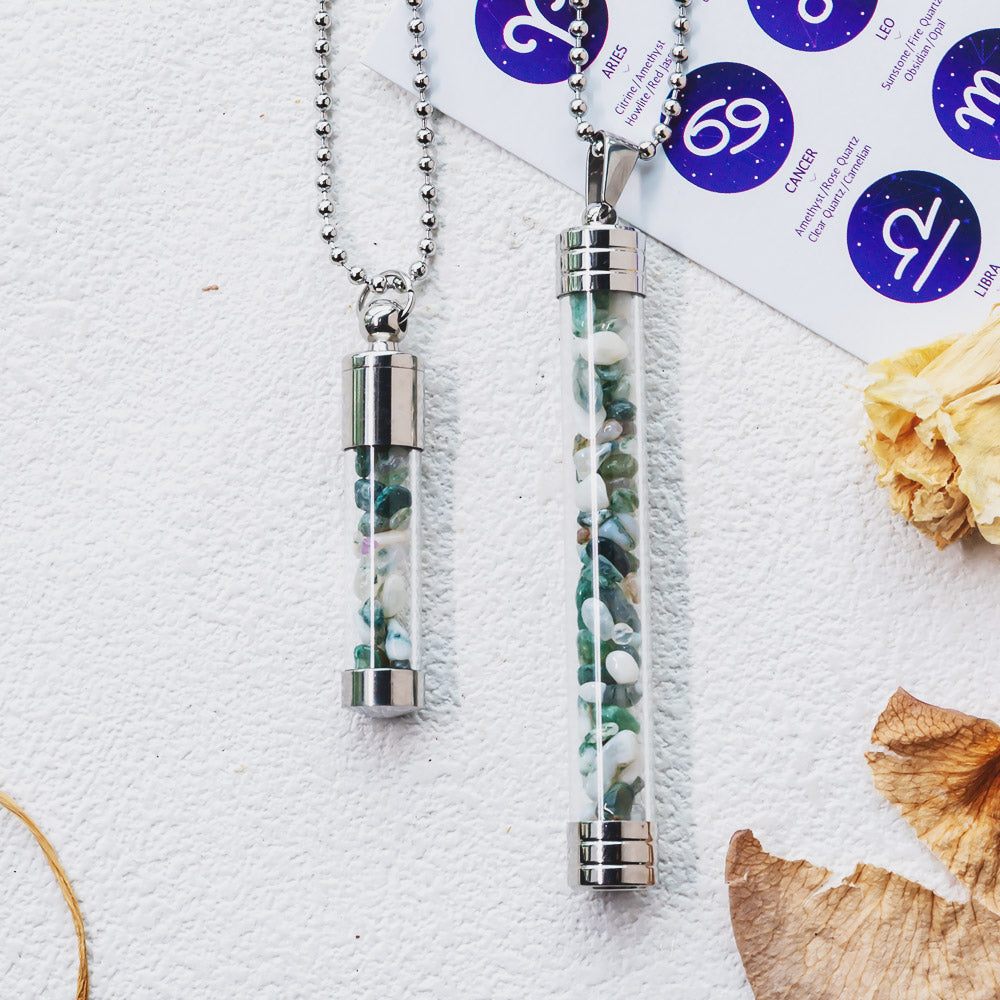 Reikistal【Zodiac】Natural Crystal Chips Wishing Bottle Necklace