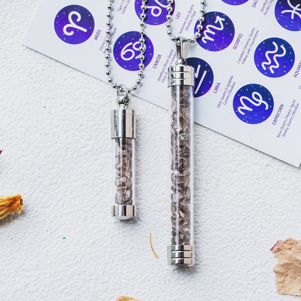 Reikistal【Zodiac】Natural Crystal Chips Wishing Bottle Necklace