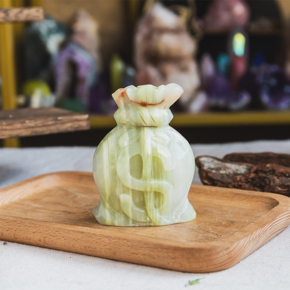 Reikistal Pistachio Calcite Money Bag