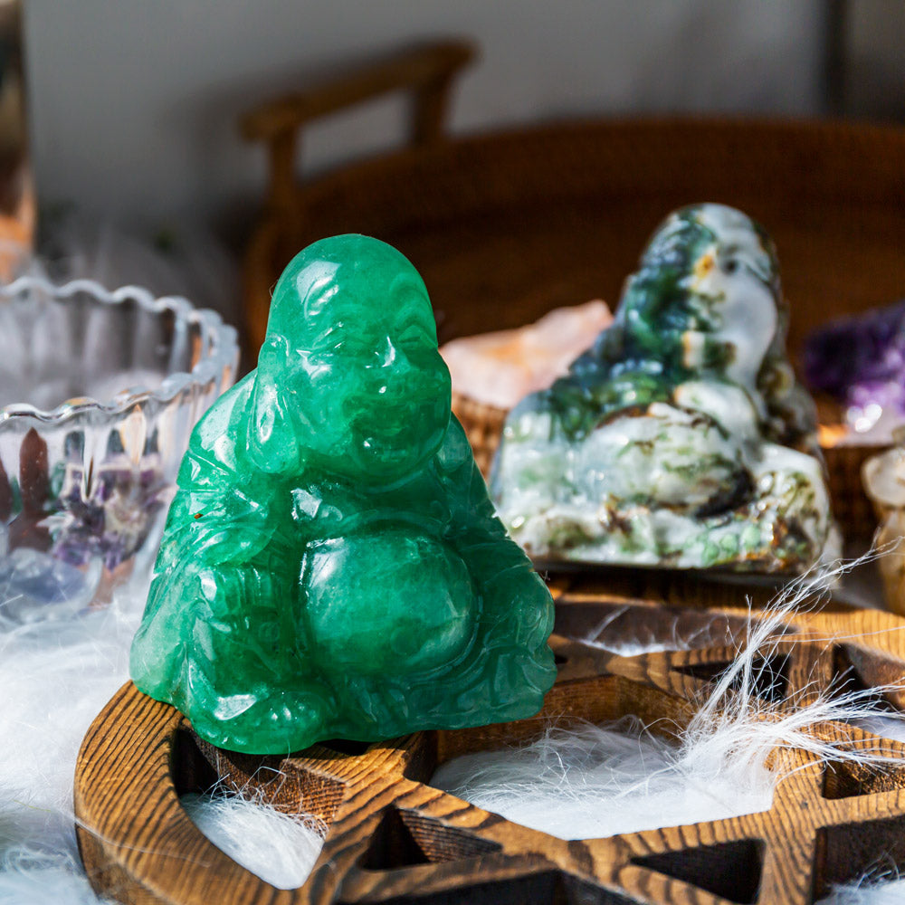 Reikistal Moss Agate & Green Aventurine Buddha