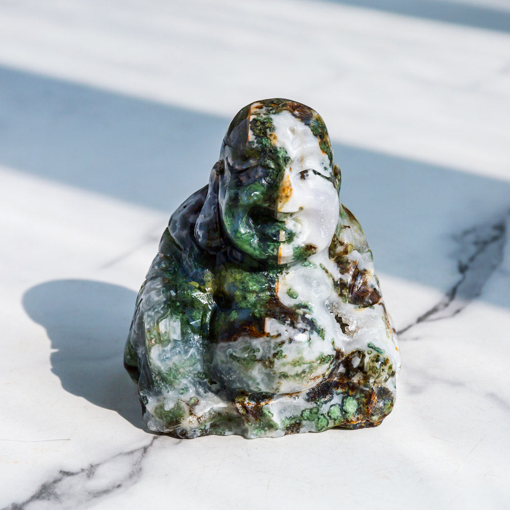 Reikistal Moss Agate & Green Aventurine Buddha