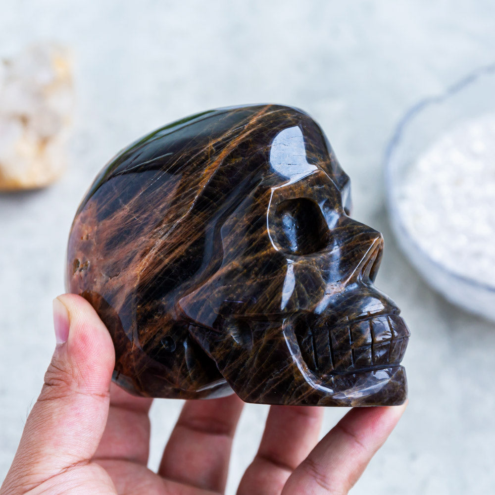 Reikistal Black MoonStone Skull