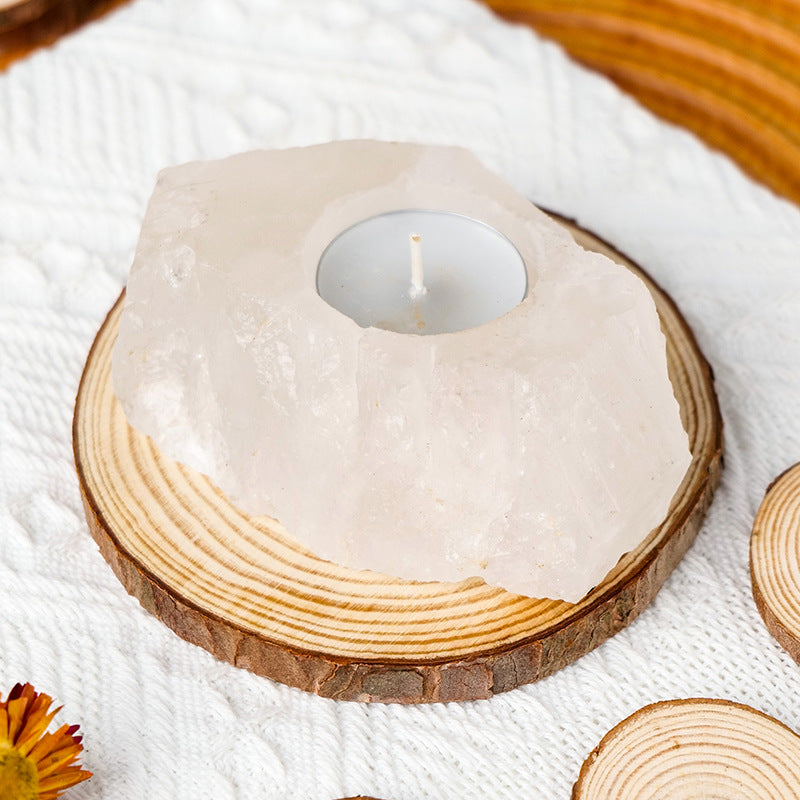 Reikistal Natural Crystal Decorative Raw Stone Candle Holders