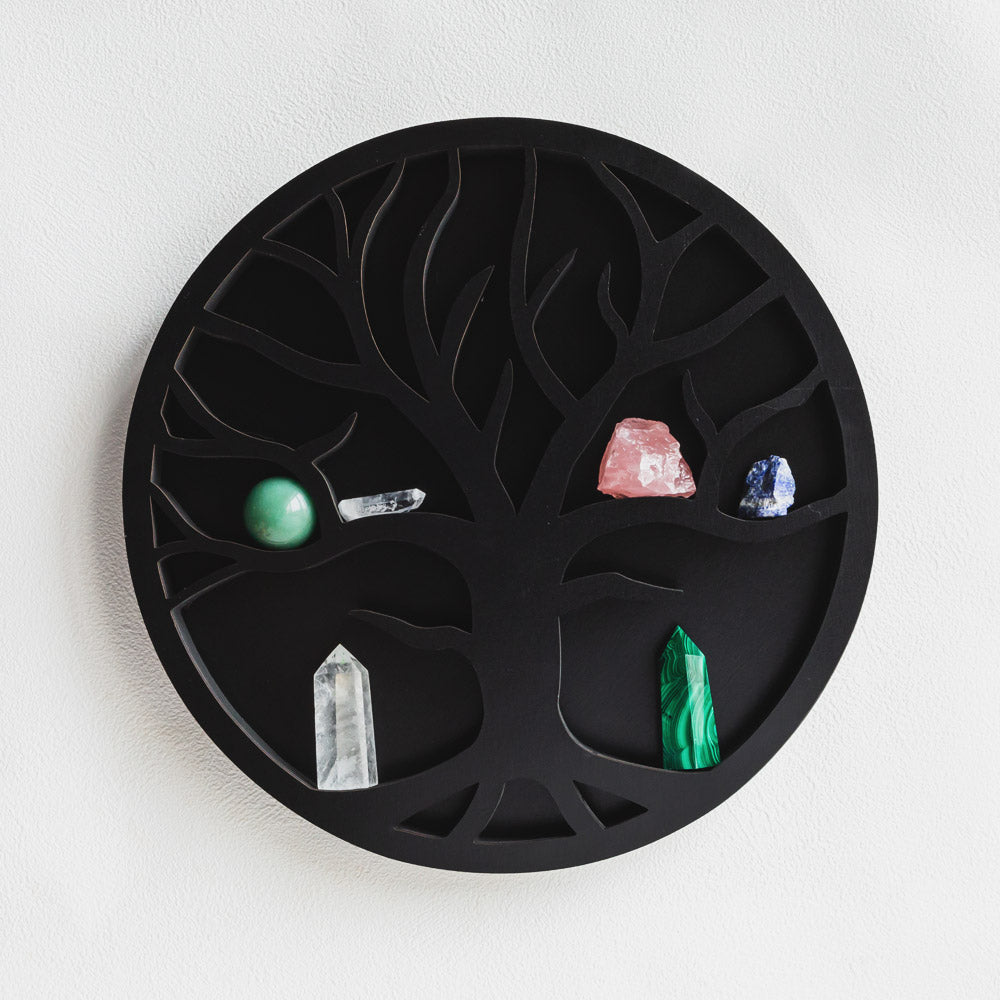 Reikistal Tree Of Life Personalisiertes abgerundetes Kristallregal aus Holz