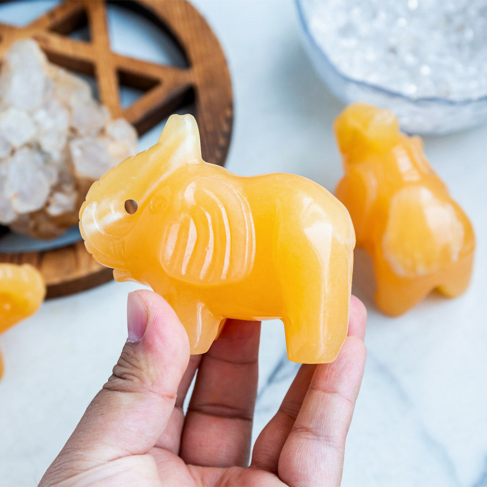 Reikistal Orange Calcite Elephant