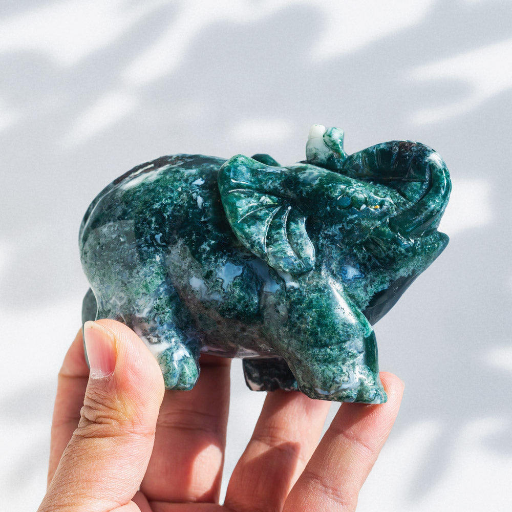 Reikistal Moss Agate Elephant