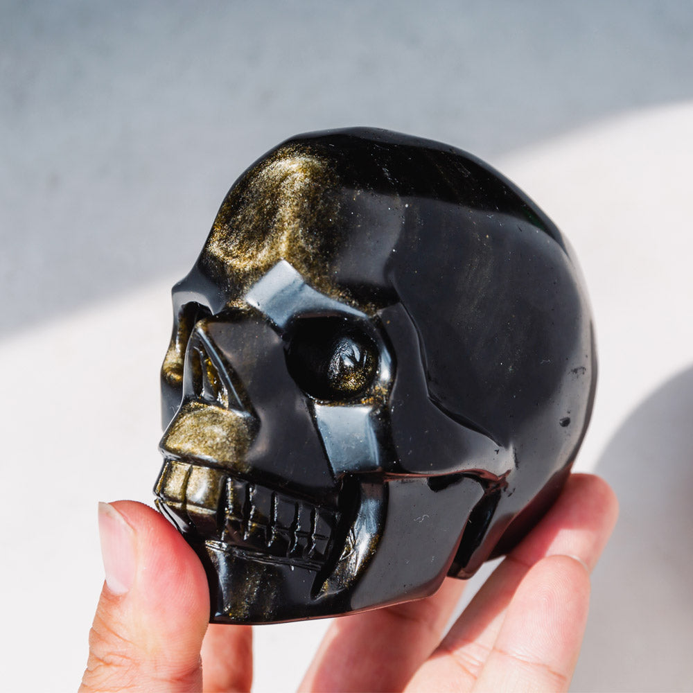 Reikistal Golden Sheen Obsidian Skull