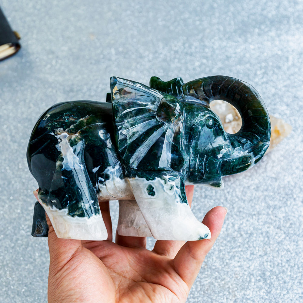 Reikistal Moss Agate Elephant