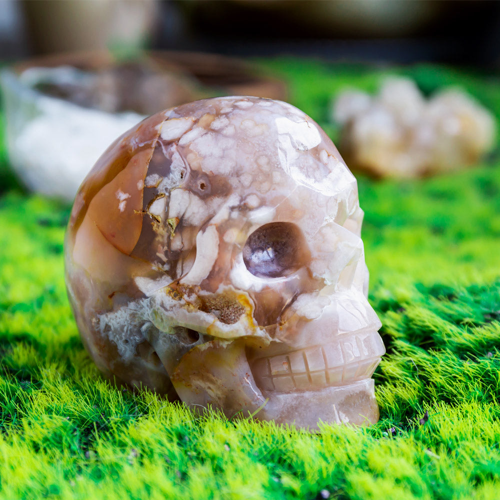 Reikistal Flower Agate Skull