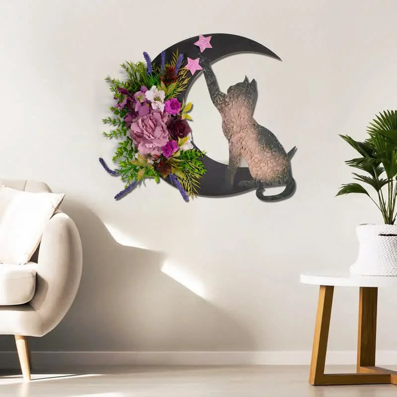 Reikistal Celestial Lunar Moon And Cat Wall Decor