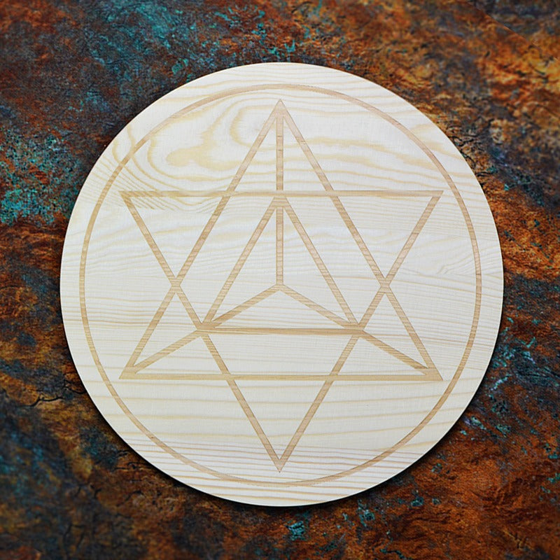 Reikistal WOOD CRYSTAL GRID-7 CHAKRA