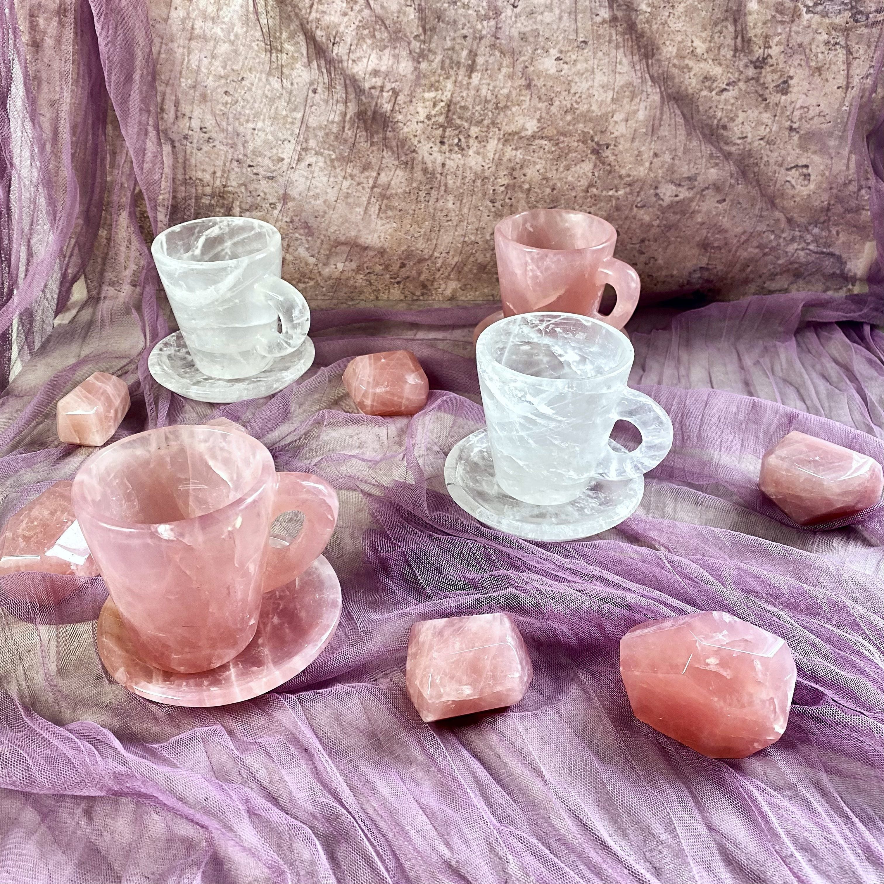 Reikistal Rose quartz & tasse / tasse en quartz clair