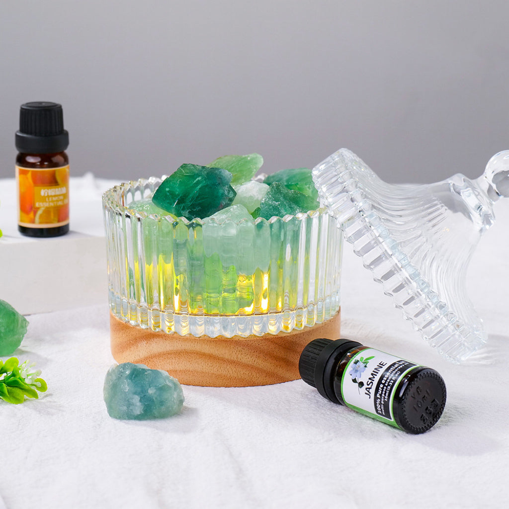 Reikistal Kristall-Mineralsalz-Aromatherapie-Diffusorbecher für die Duftdiffusion im Innenbereich und die Dekoration ätherischer Öle mit festlichem Geschenk