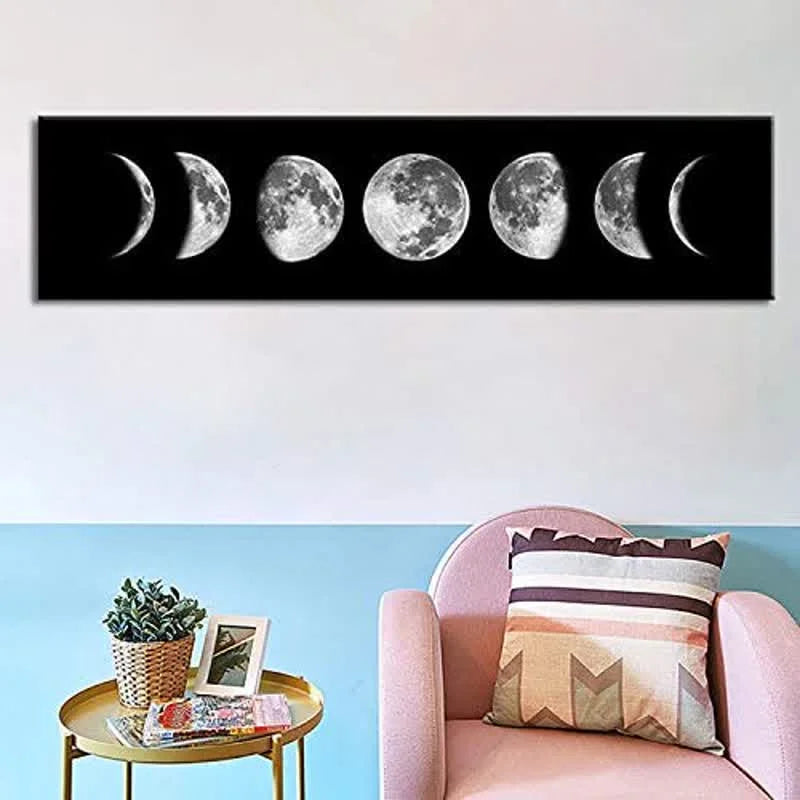 Reikistal Art Painting Moon Phrase Canvas Wall Decor