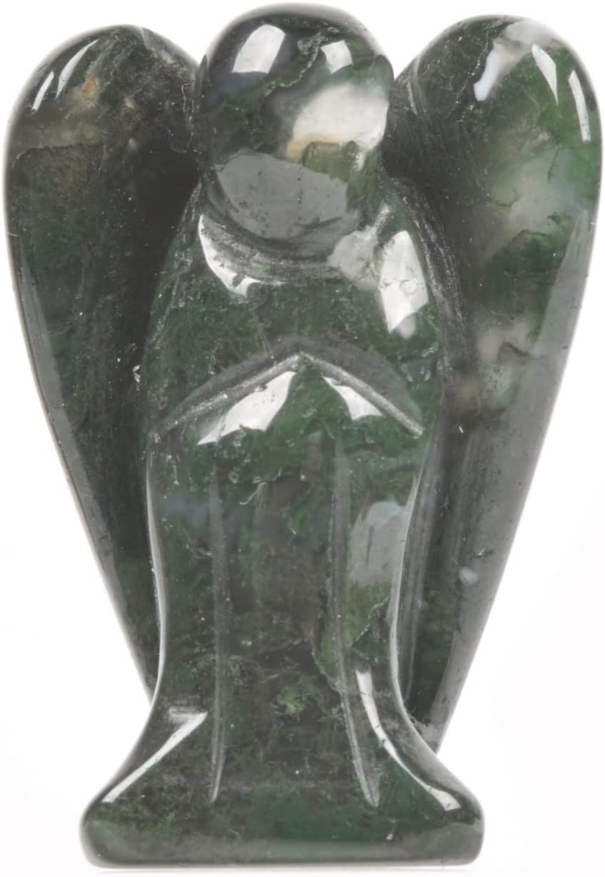 Reikistal Justinstones Geschnitzte Schwarze Obsidian-Edelstein-Friedensengel-Tasche Schutzengel-Heilungsstatue 2 Zoll