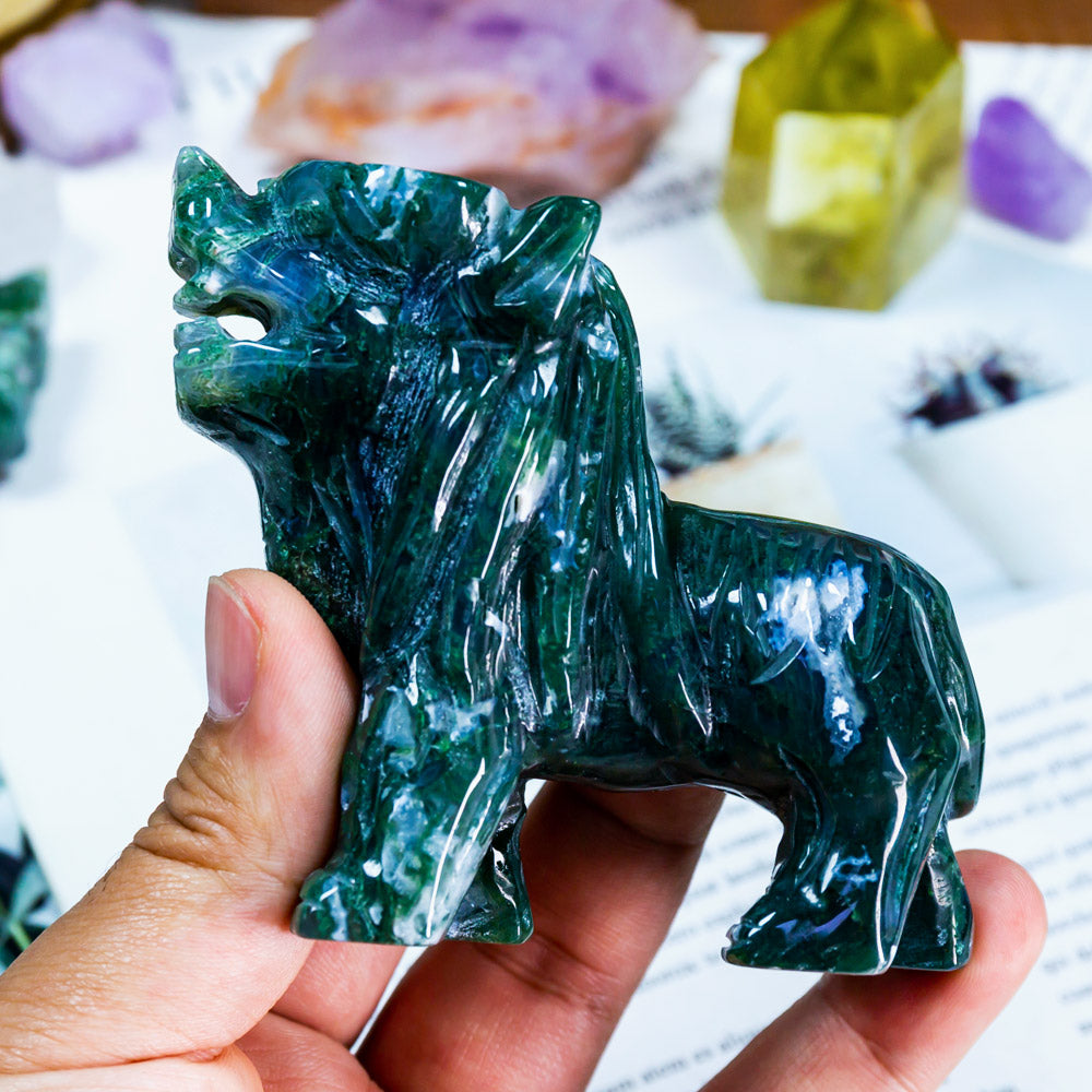 Reikistal Moss Agate Lion