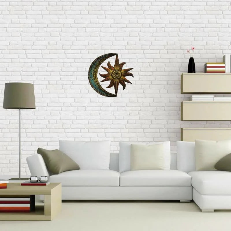 Reikistal Sun And Moon Celestial Themed Metal Wall Decor